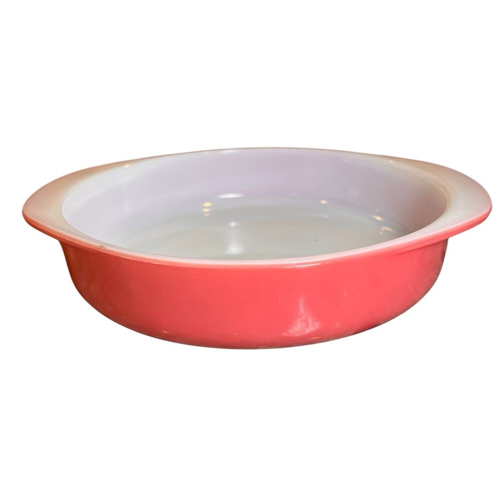 Pyrex 221 Round Baking Dish Cake Pan w/ Handles Pink 8 Inch USA Vintage Ovenware